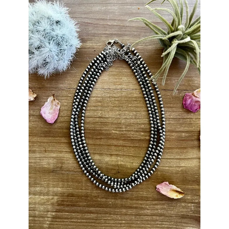 14 inch 4mm Sterling Silver Navijo Pearl inspired Choker