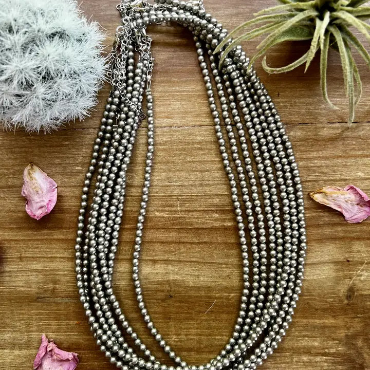 18 inch 4mm silver plated bead necklace