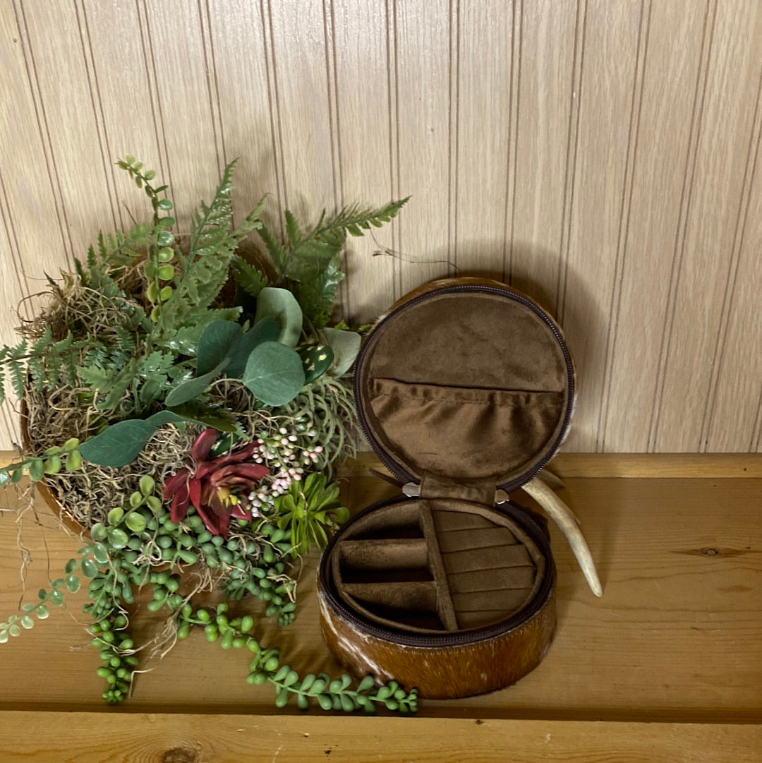 Brown and White Cowhide Jewelry Box