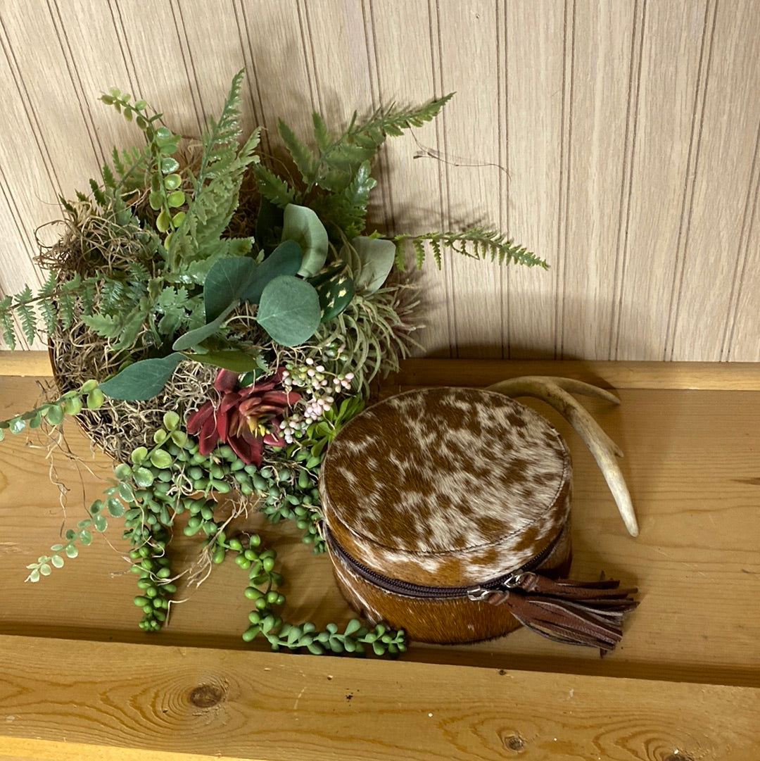 Brown and White Cowhide Jewelry Box